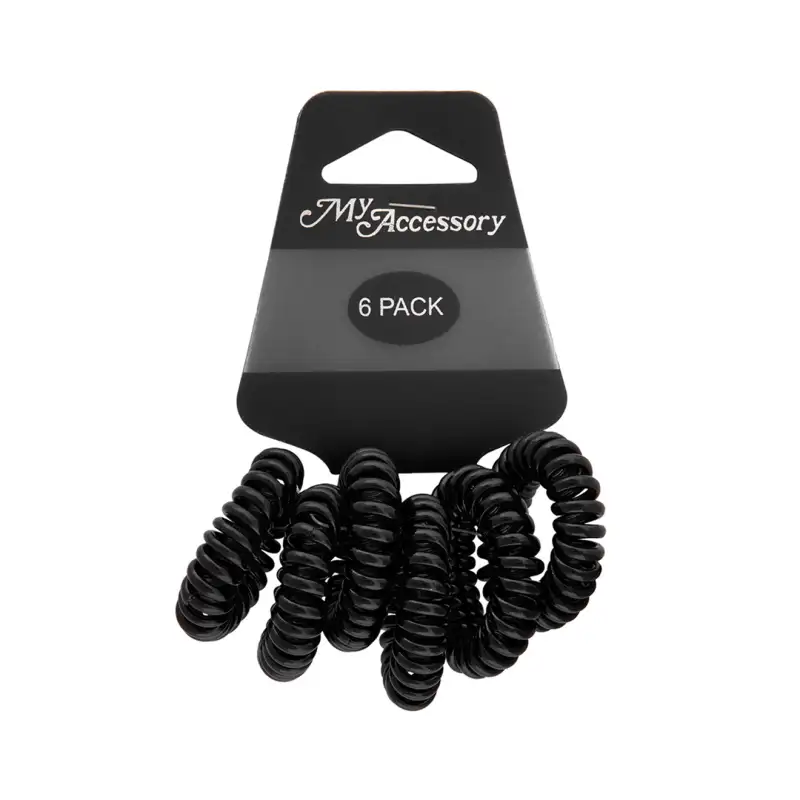 Hair Ring Spiral 06 Pack* Medium Black