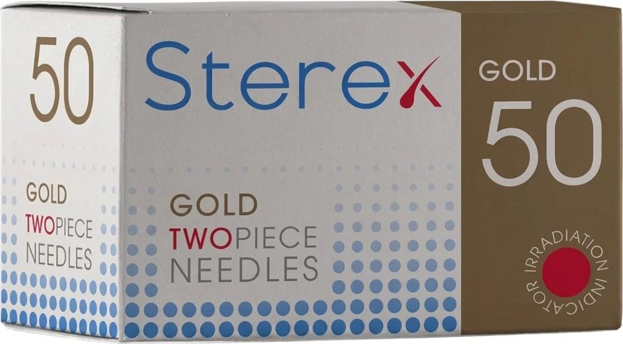 Sterex Electrolysis Needles Two Piece Gold 50 Pack