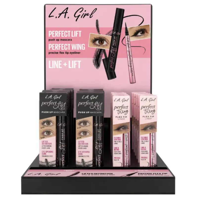 L.A. Girl Perfect Lift Mascara &amp; Perfect Wing Eyeliner Display Set, 24pcs