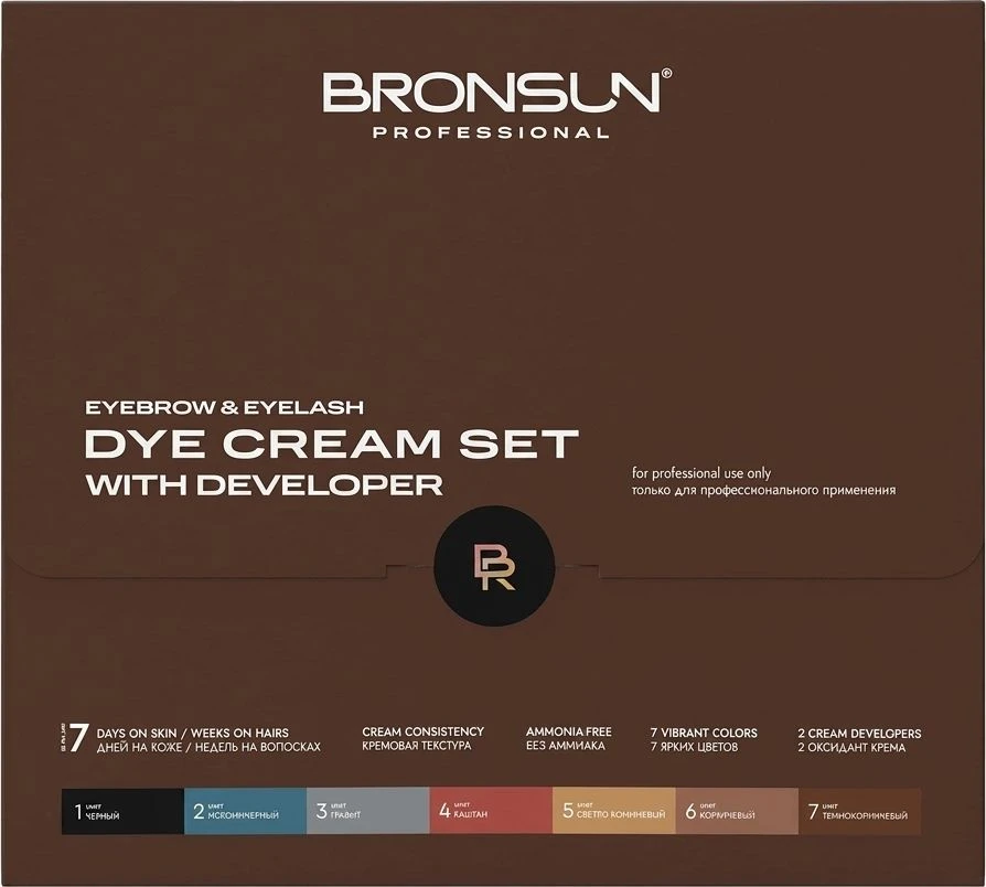 Bronsun Eyebrow and Eyelash Dye Cream Set with Developer